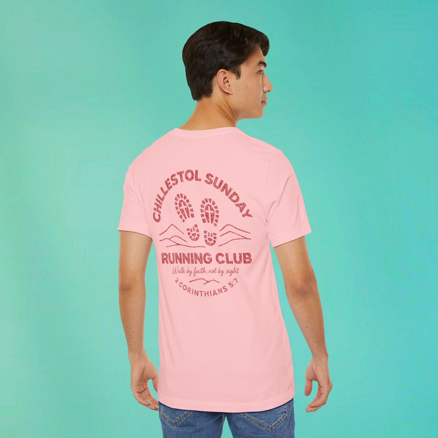 Sunday Running Club Pink Distressed Red Tee
