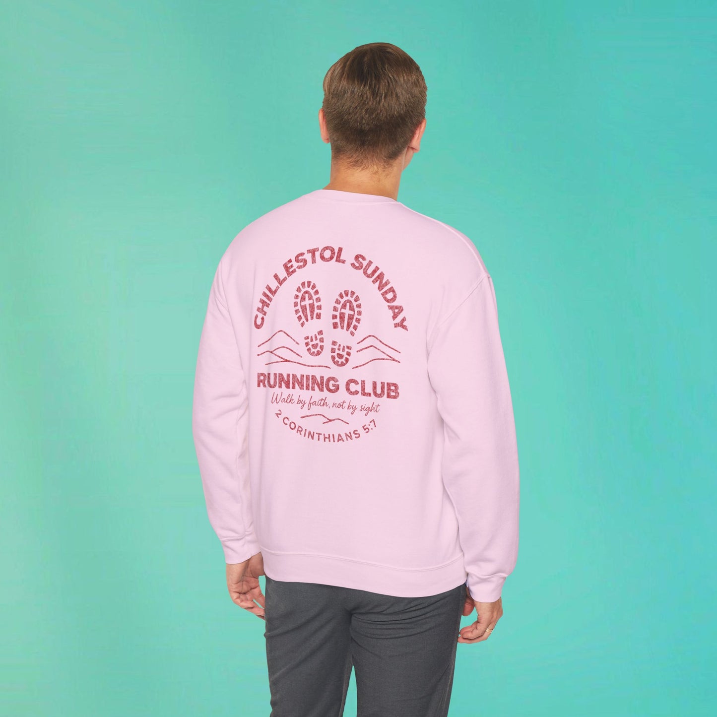 Sunday Running Club Pink Distressed Red Sweatshirt