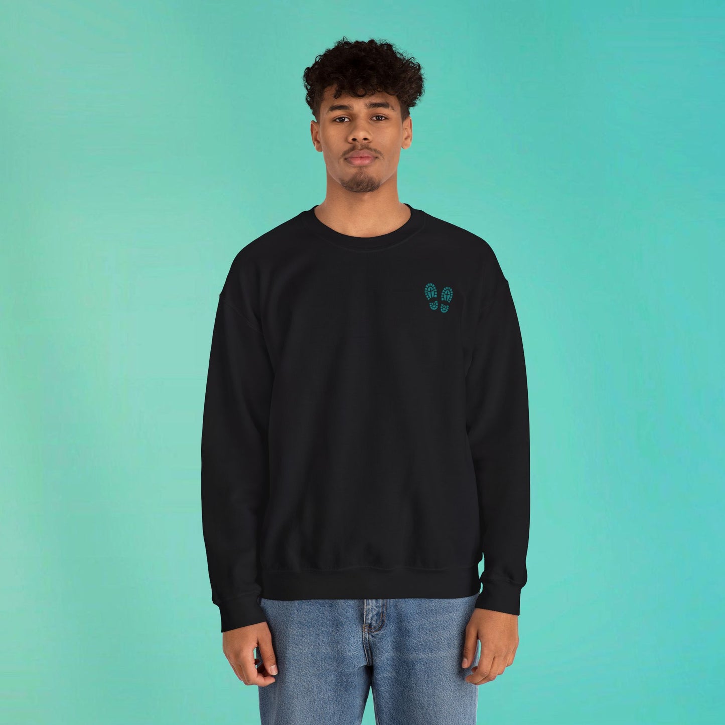 Sunday Running Club Black Distressed Teal Sweatshirt