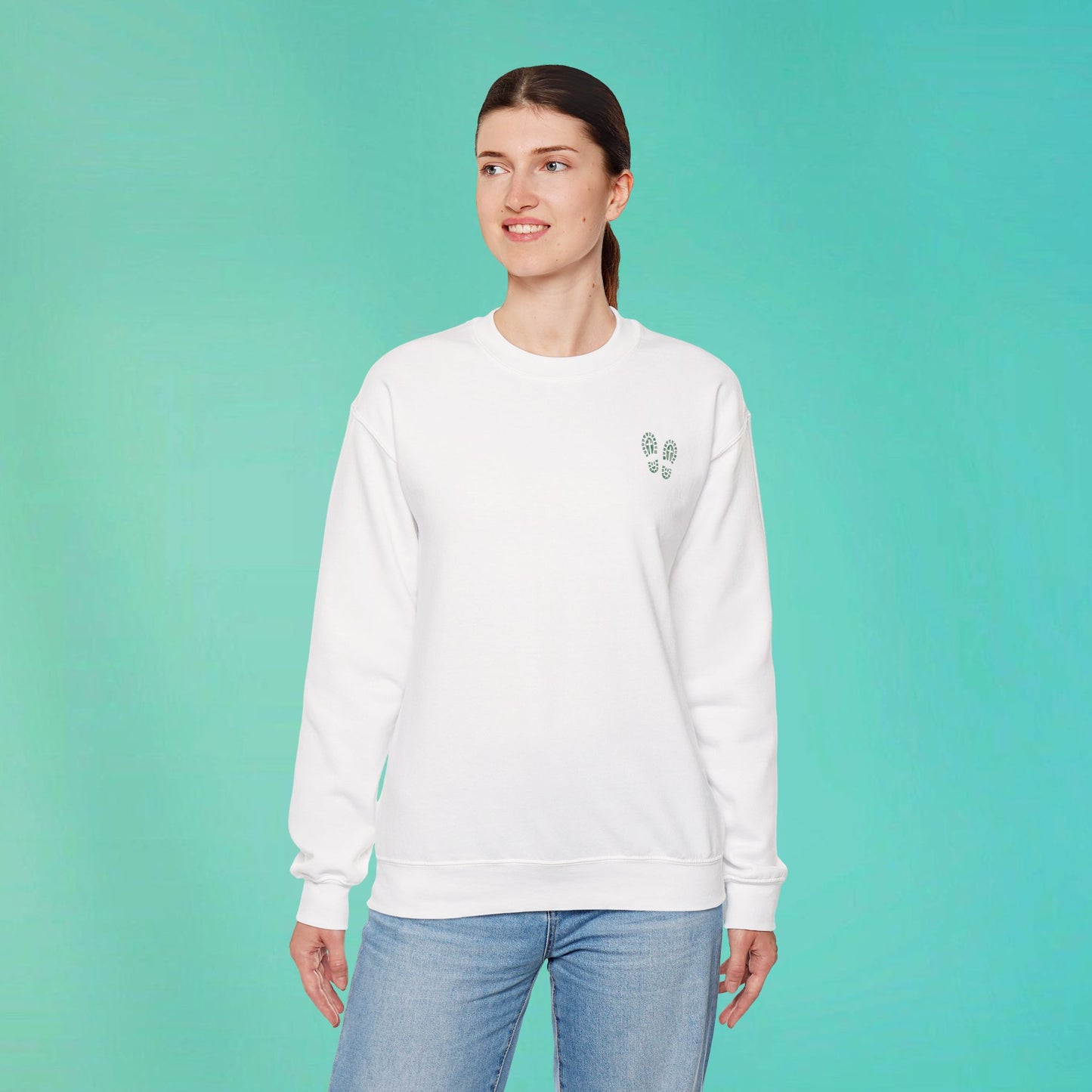 Sunday Running Club White Distressed Green Sweatshirt