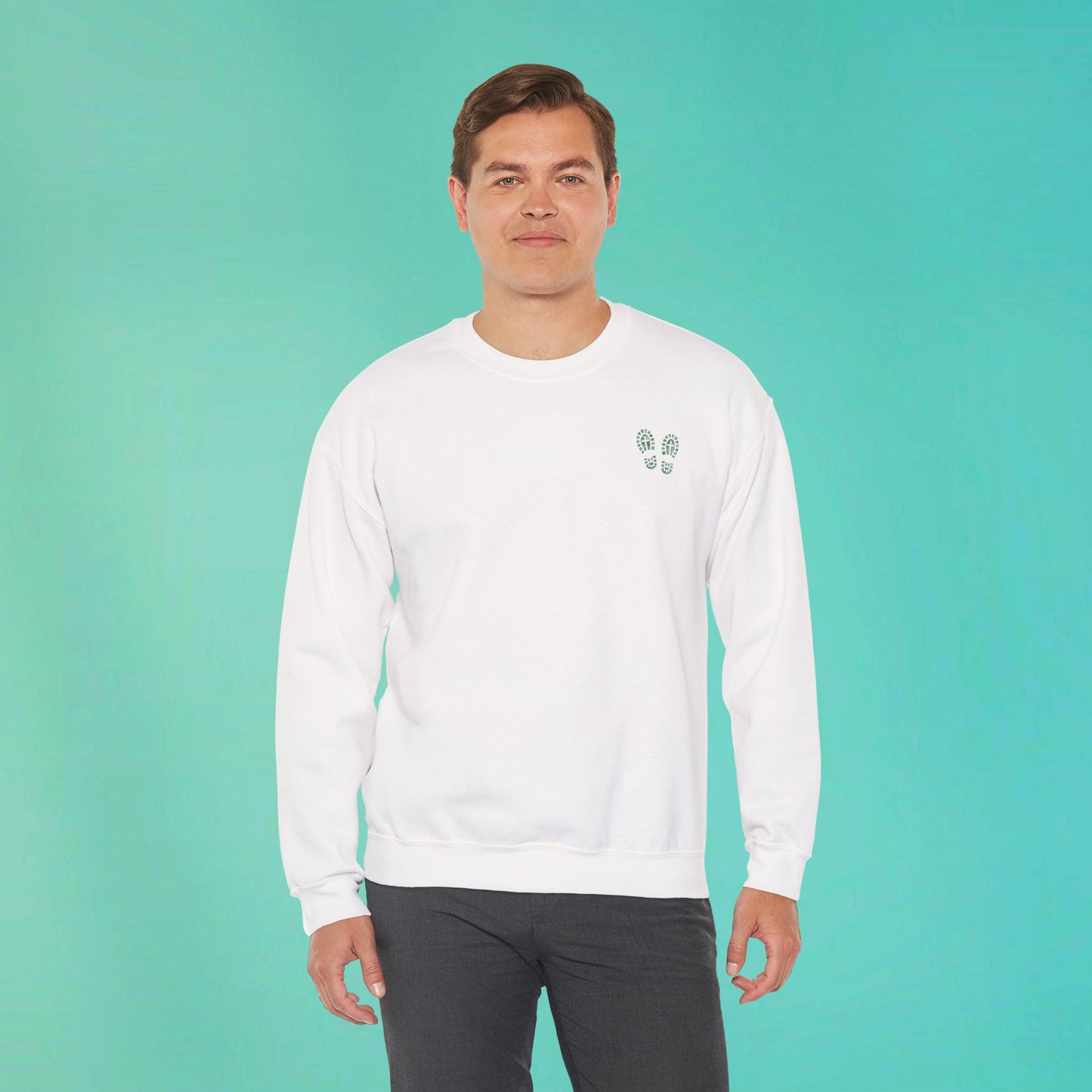 Sunday Running Club White Distressed Green Sweatshirt