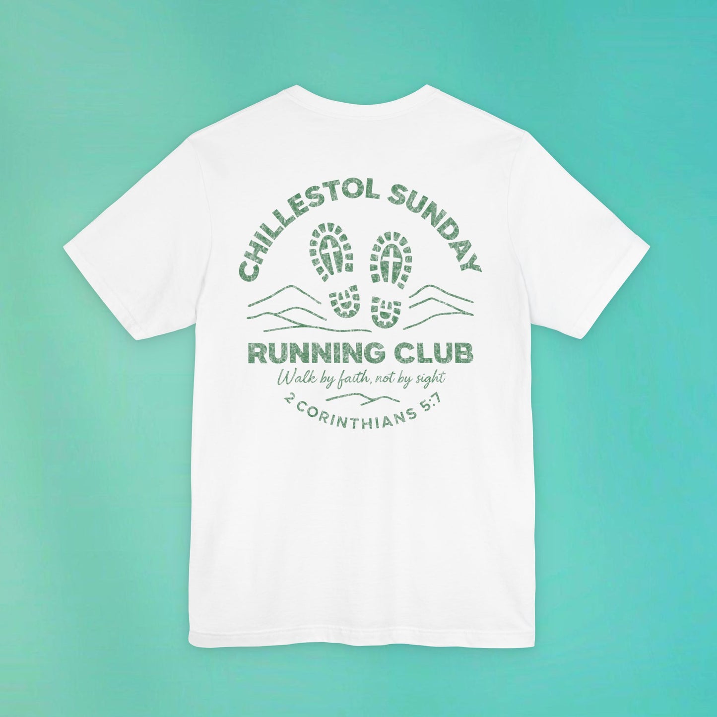 Sunday Running Club White Distressed Green Tee