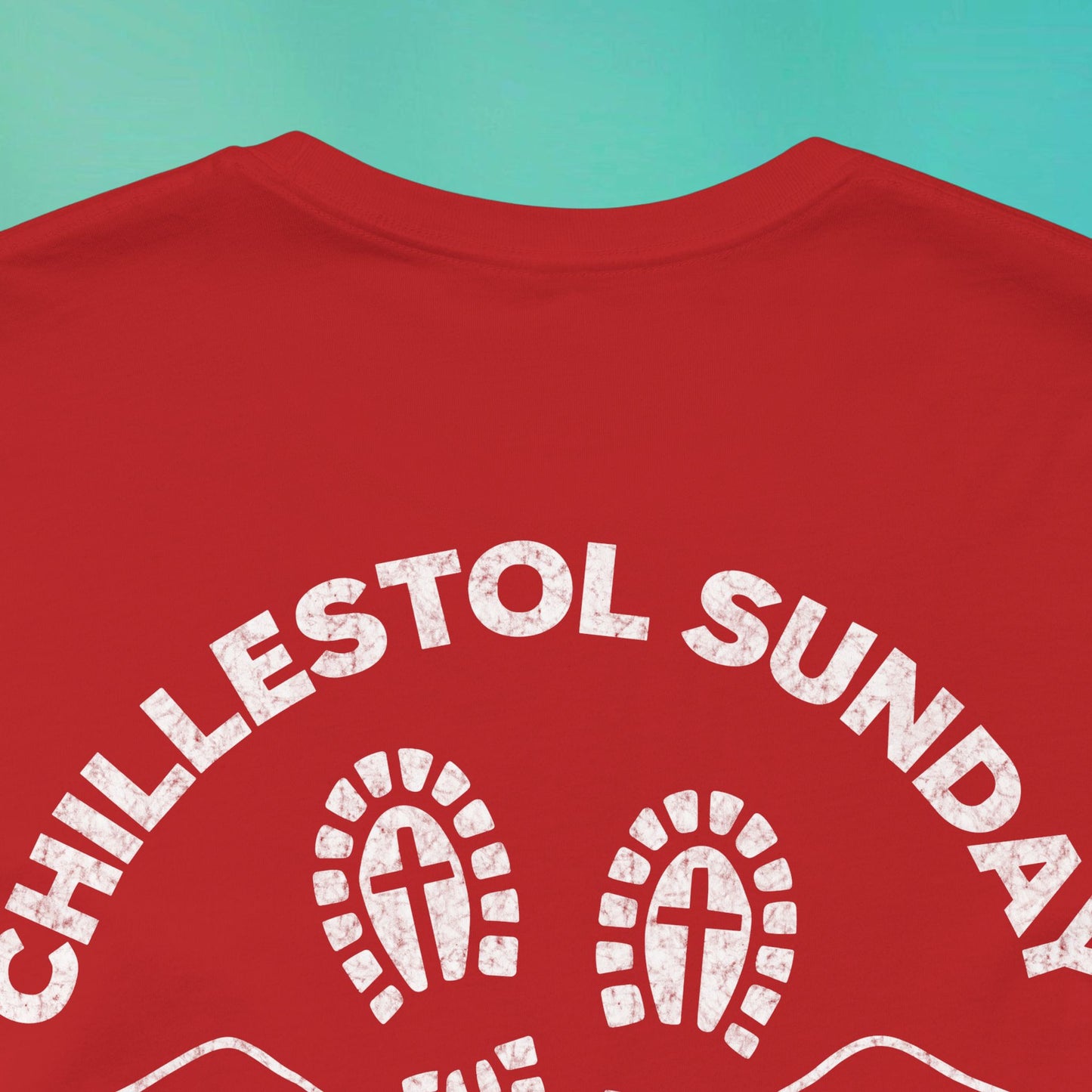Sunday Running Club Red Distressed White Tee