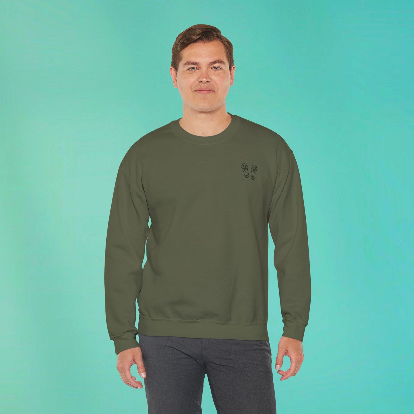 Sunday Running Club Military Green Distressed Black Sweatshirt
