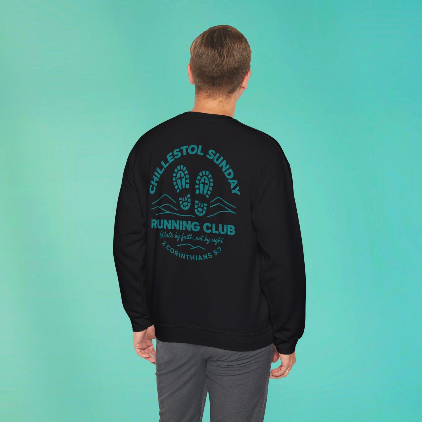 Sunday Running Club Black Distressed Teal Sweatshirt