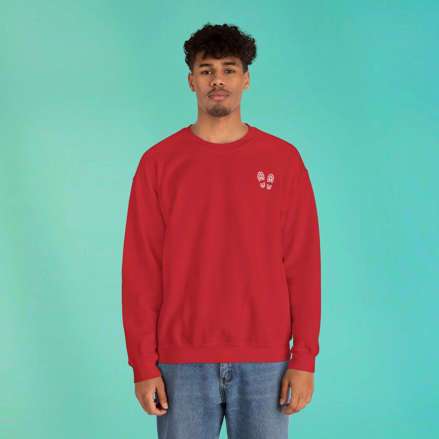 Sunday Running Club Red Distressed White Sweatshirt