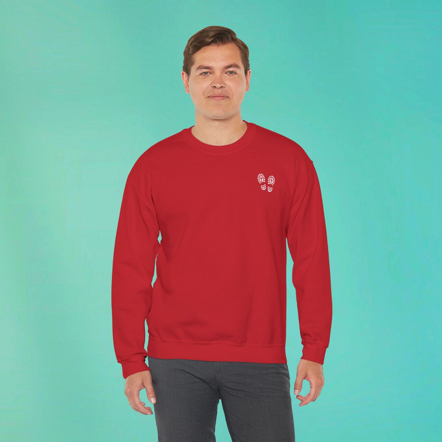 Sunday Running Club Red Distressed White Sweatshirt
