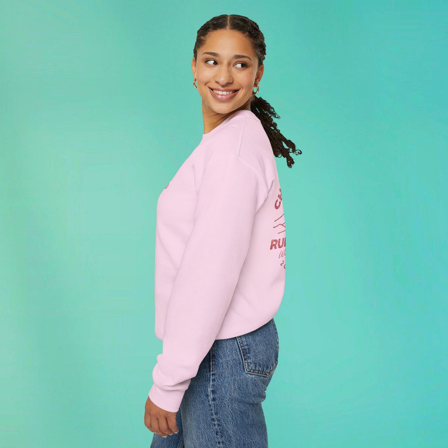 Sunday Running Club Pink Distressed Red Sweatshirt