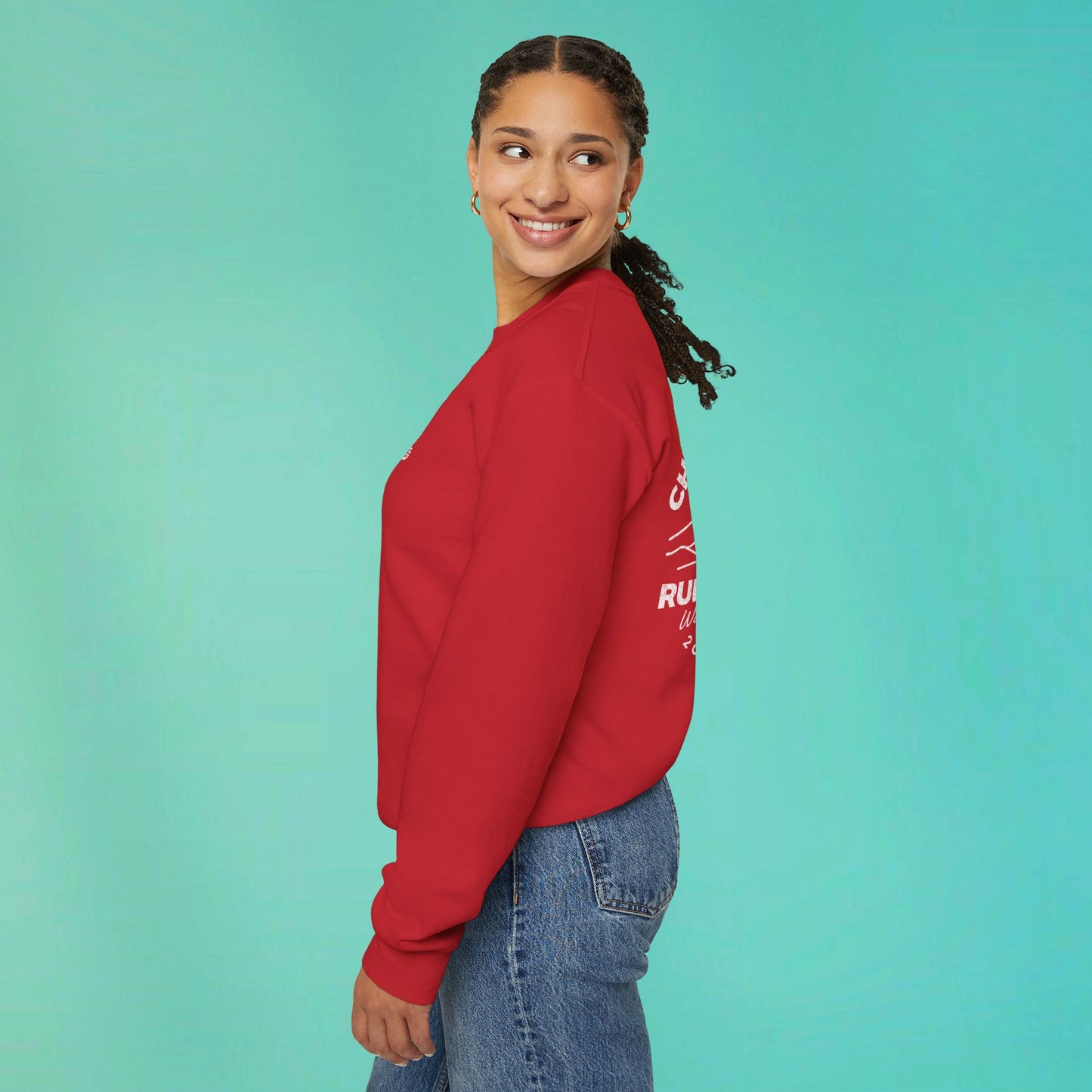 Sunday Running Club Red Distressed White Sweatshirt