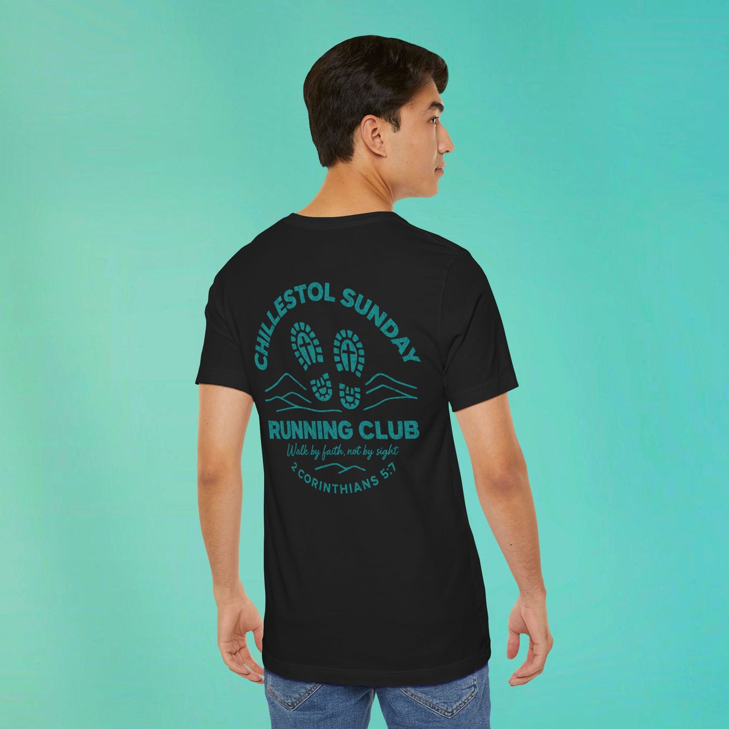 Sunday Running Club Black Distressed Teal Tee