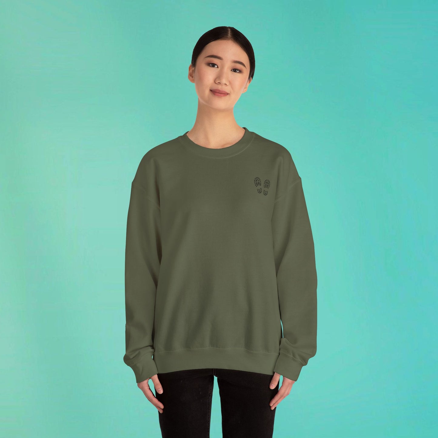 Sunday Running Club Military Green Distressed Black Sweatshirt