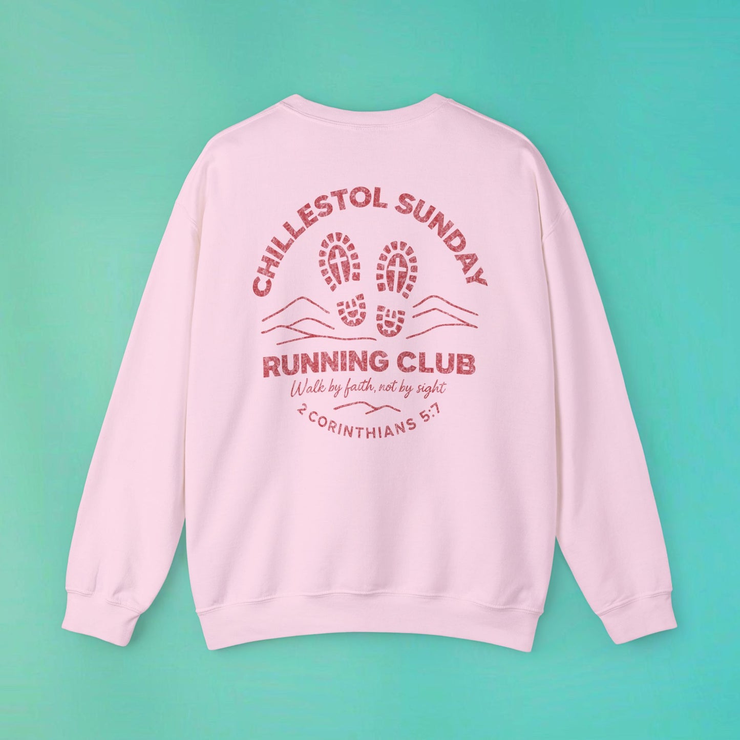 Sunday Running Club Pink Distressed Red Sweatshirt