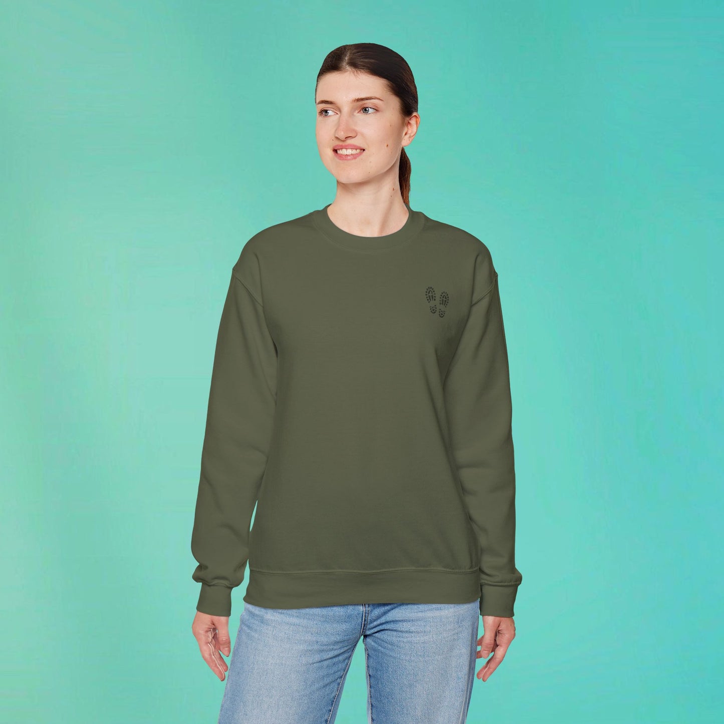 Sunday Running Club Military Green Distressed Black Sweatshirt
