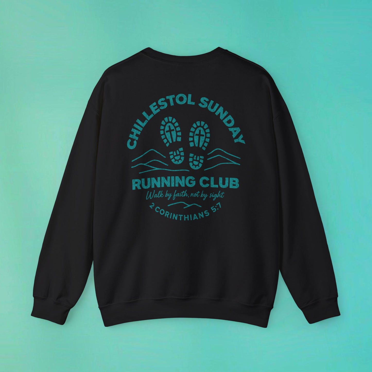 Sunday Running Club Black Distressed Teal Sweatshirt