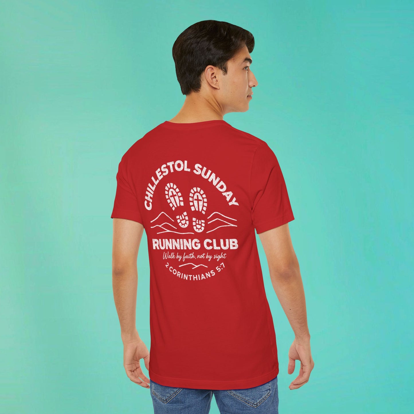 Sunday Running Club Red Distressed White Tee
