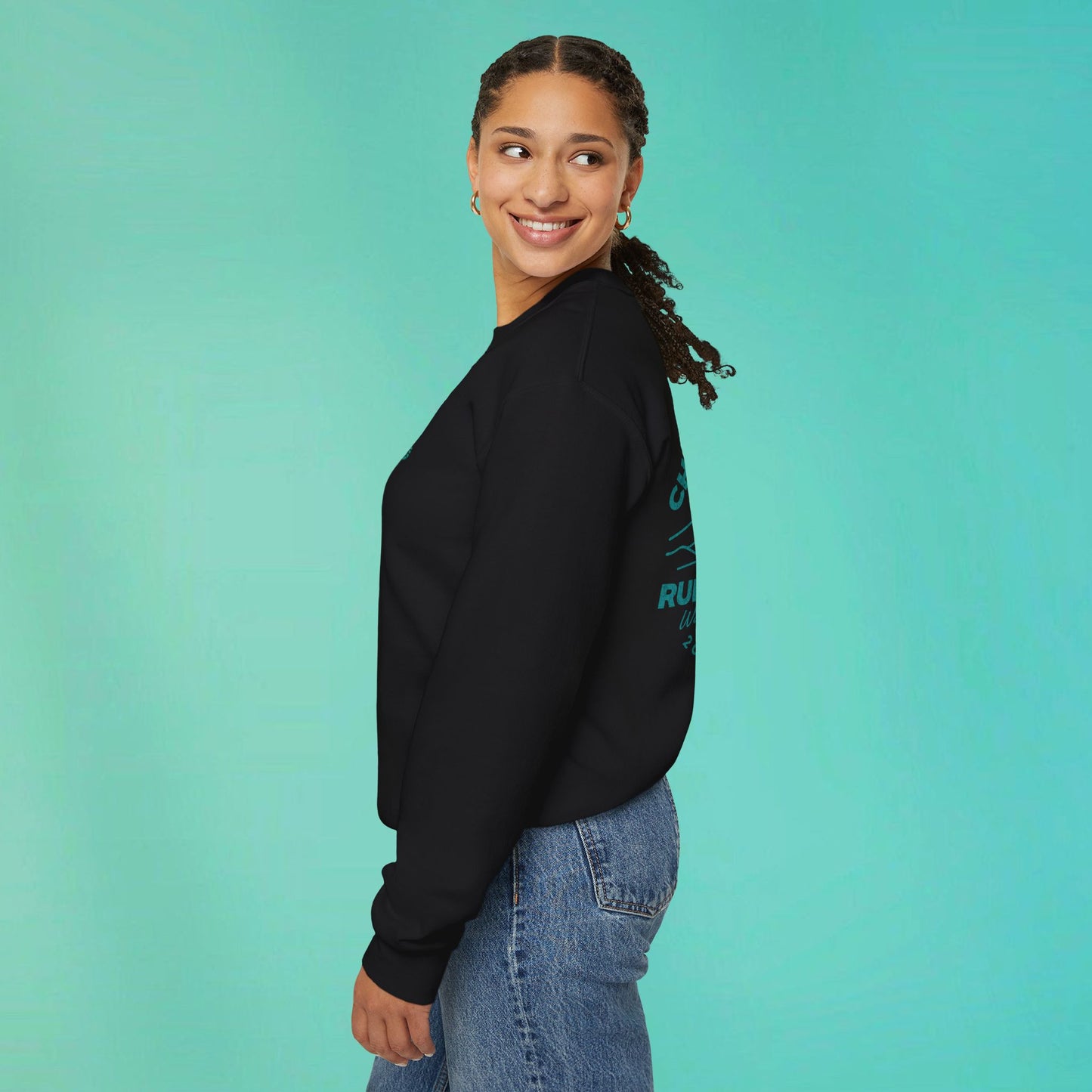 Sunday Running Club Black Distressed Teal Sweatshirt