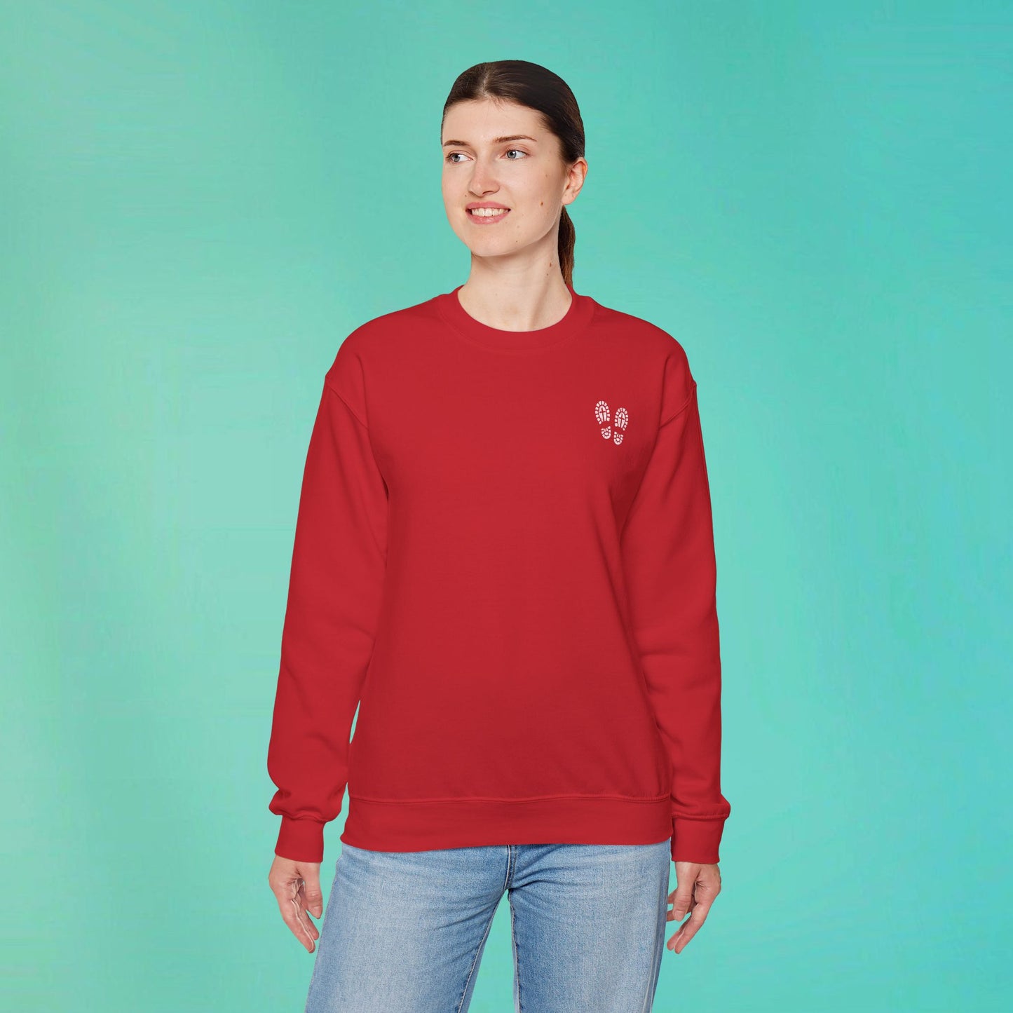 Sunday Running Club Red Distressed White Sweatshirt