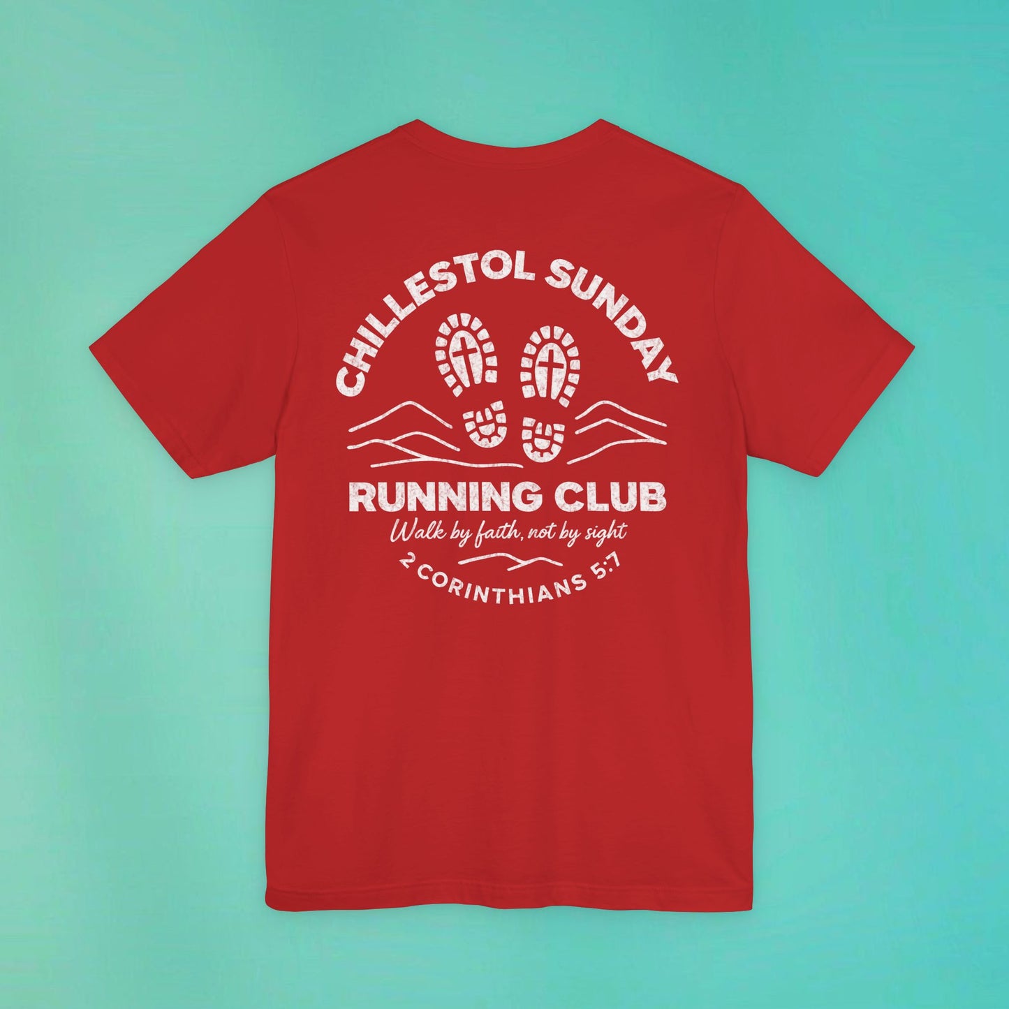 Sunday Running Club Red Distressed White Tee
