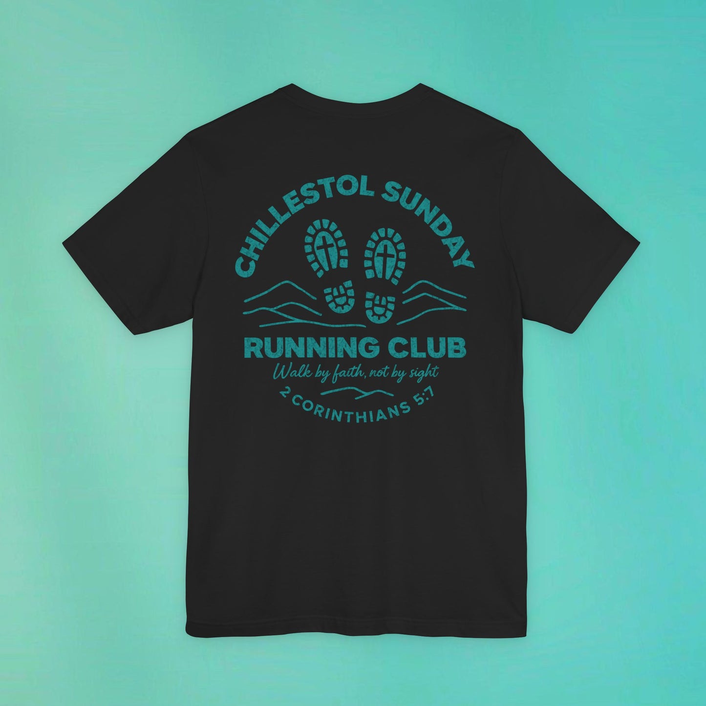 Sunday Running Club Black Distressed Teal Tee