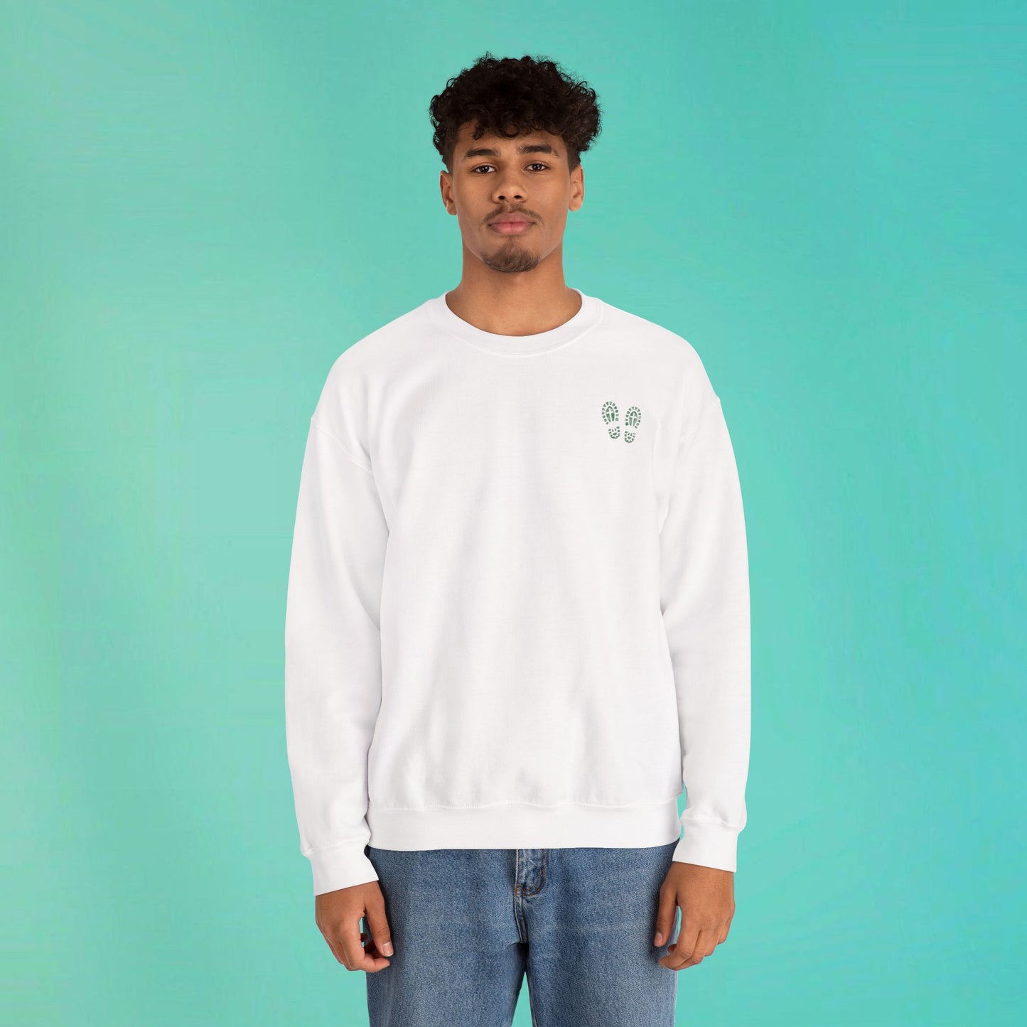 Sunday Running Club White Distressed Green Sweatshirt