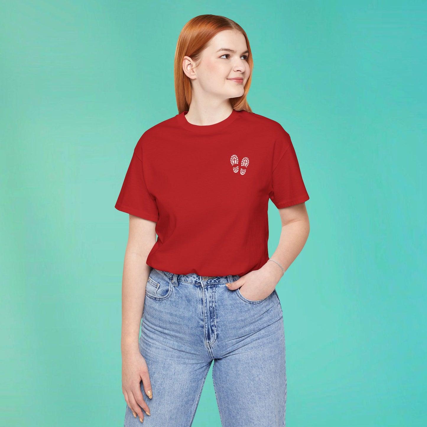 Sunday Running Club Red Distressed White Tee