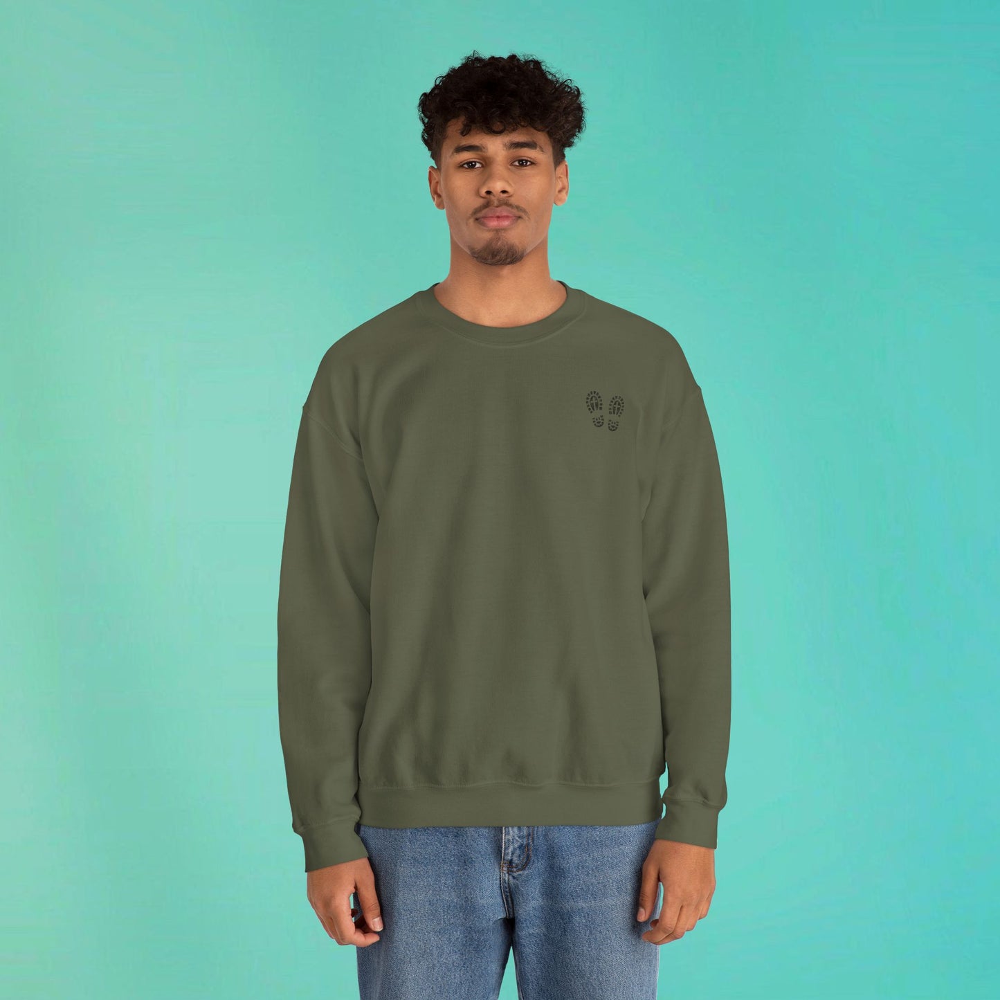 Sunday Running Club Military Green Distressed Black Sweatshirt