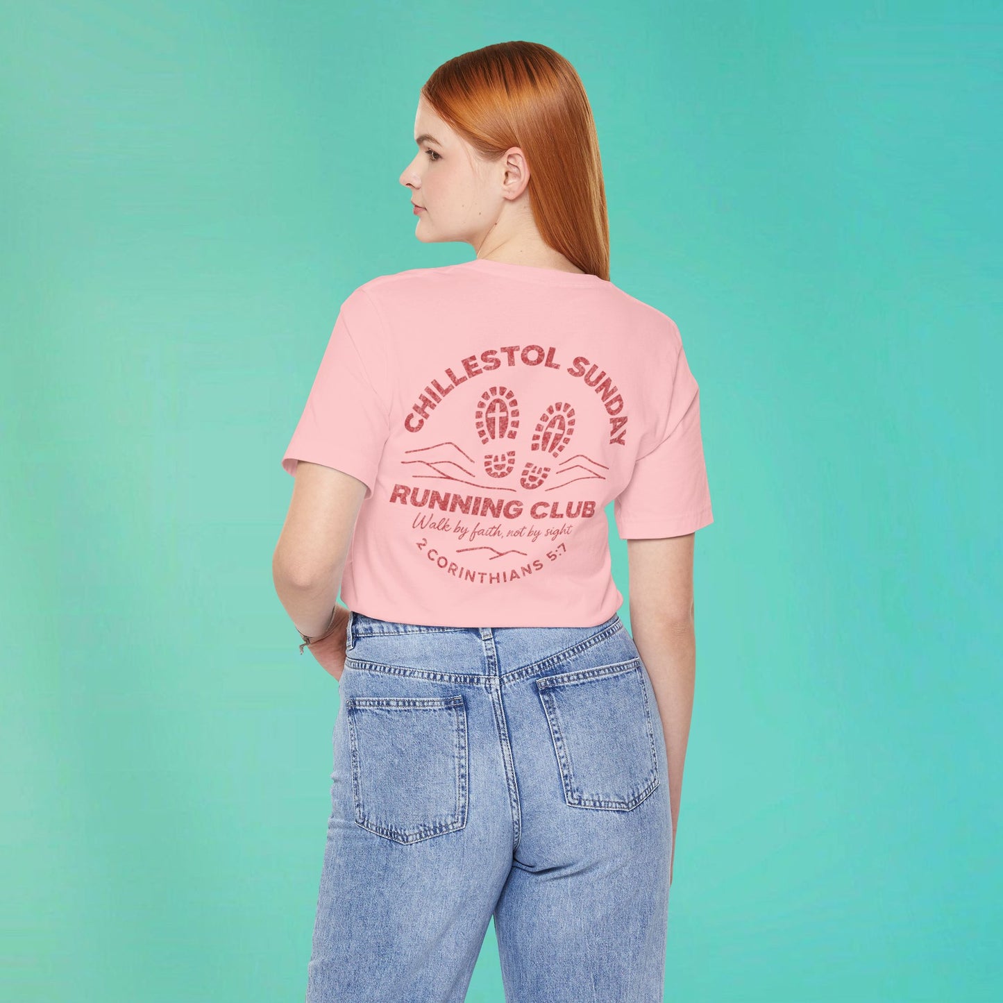 Sunday Running Club Pink Distressed Red Tee