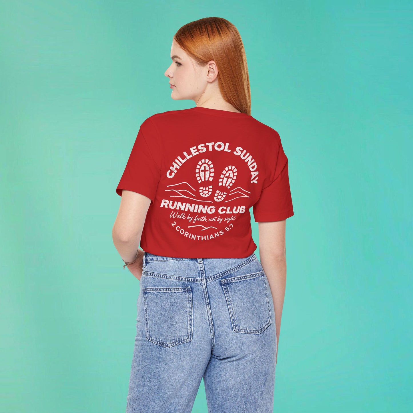 Sunday Running Club Red Distressed White Tee