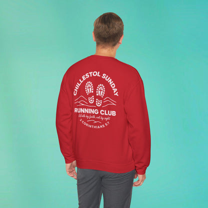 Sunday Running Club Red Distressed White Sweatshirt