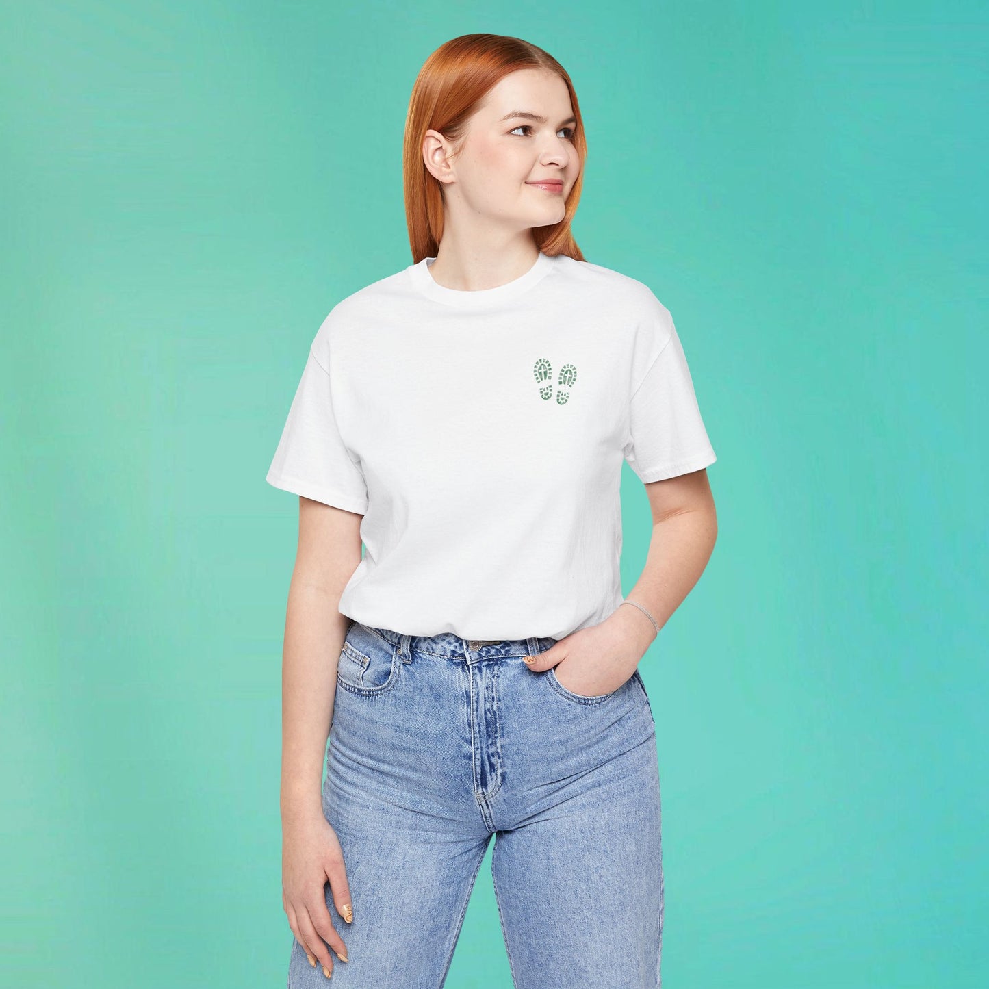 Sunday Running Club White Distressed Green Tee