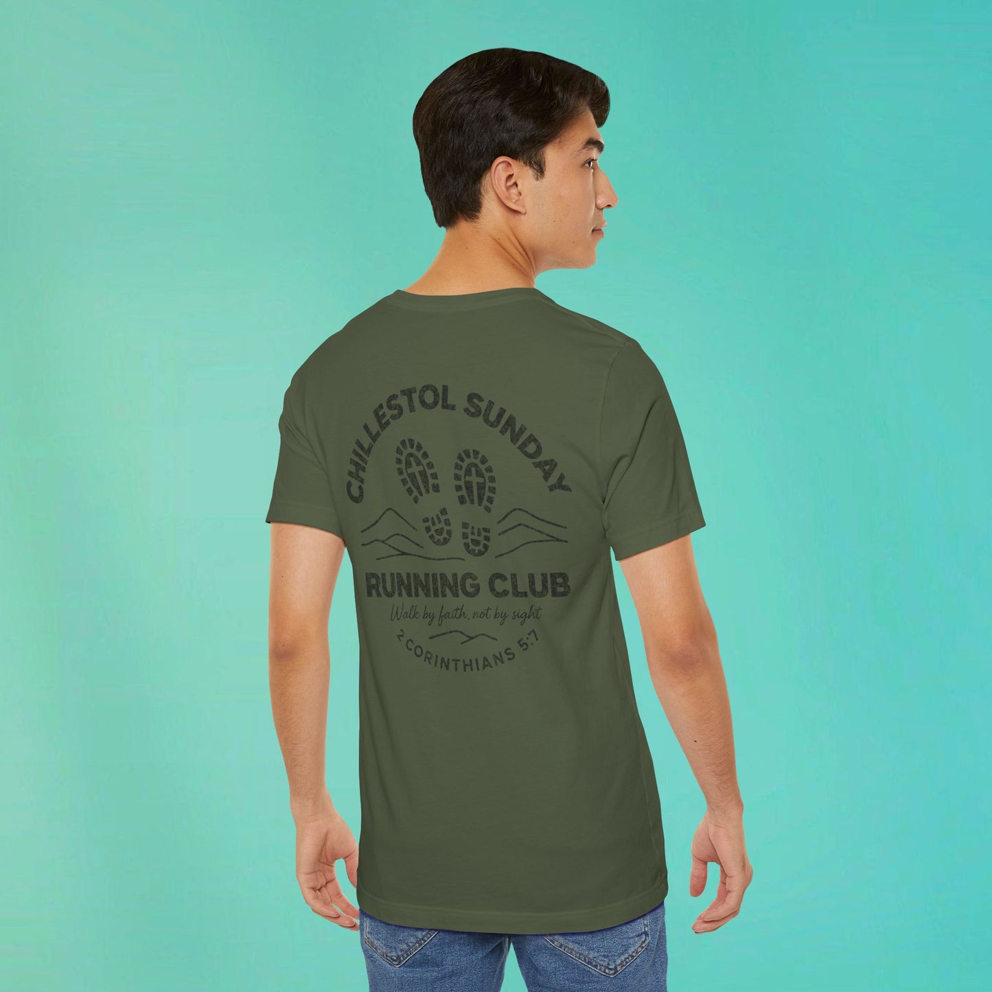 Sunday Running Club Military Green Distressed Black Tee