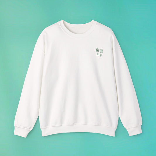 Sunday Running Club White Distressed Green Sweatshirt