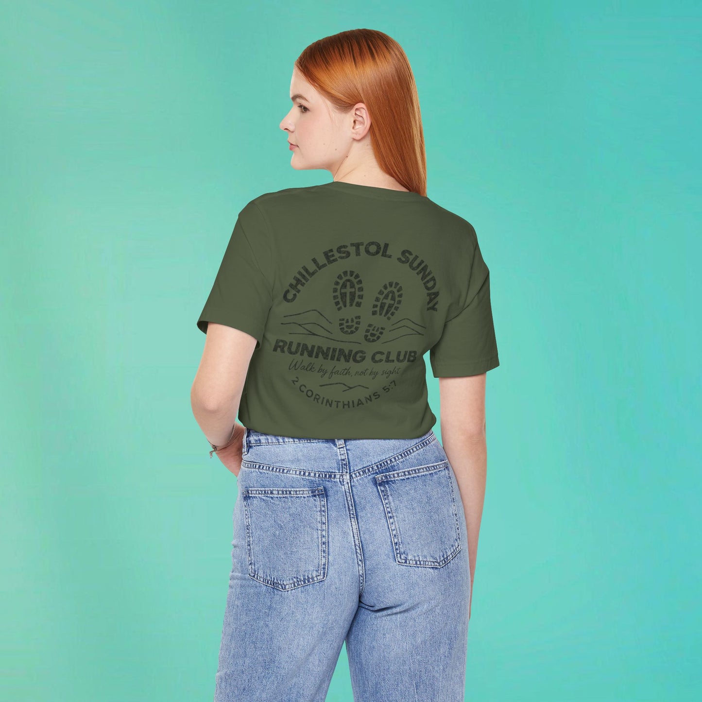 Sunday Running Club Military Green Distressed Black Tee