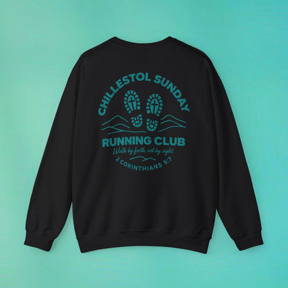 Sunday Running Club Black Distressed Teal Sweatshirt