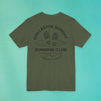Sunday Running Club Military Green Distressed Black Tee