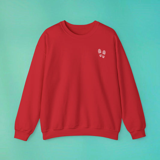 Sunday Running Club Red Distressed White Sweatshirt