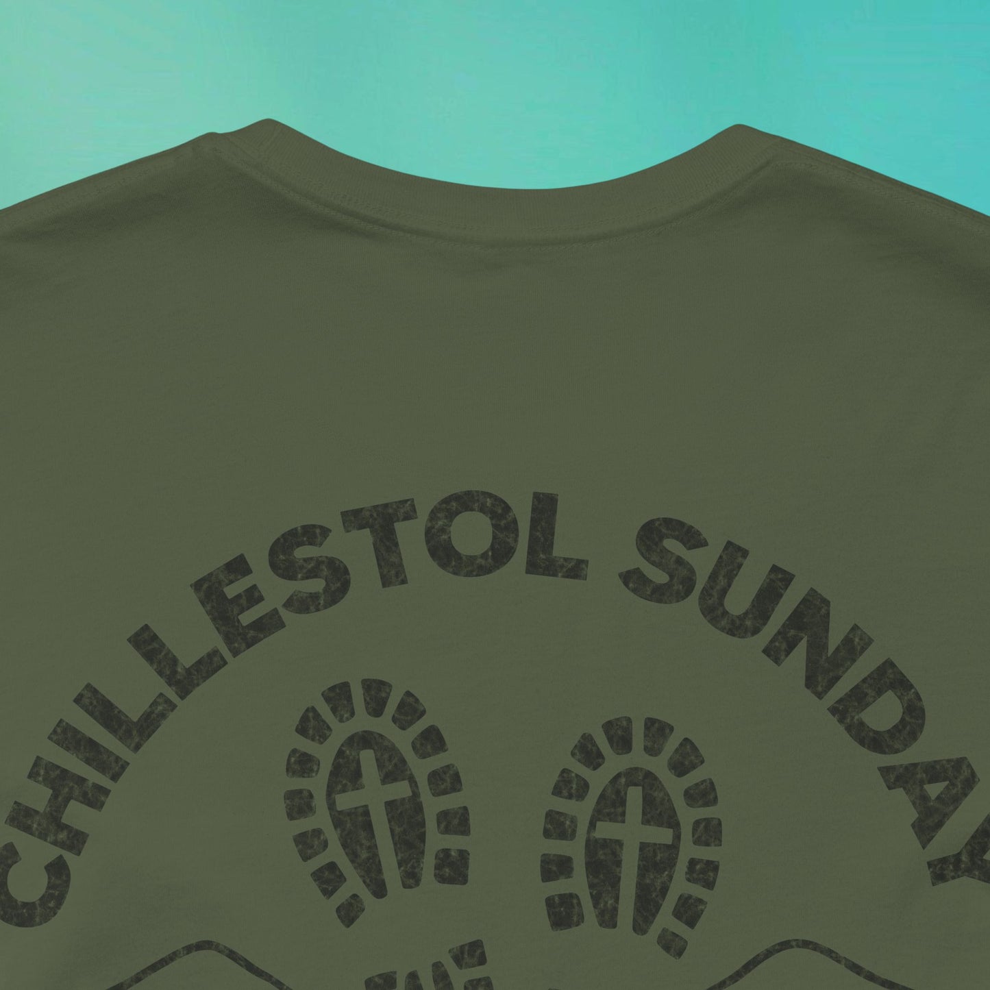 Sunday Running Club Military Green Distressed Black Tee